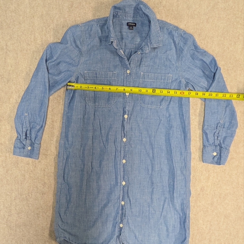 Like New J Crew Button Up dress Denim Shirt indigo chambray TunicCountry Chic S - Picture 8 of 9